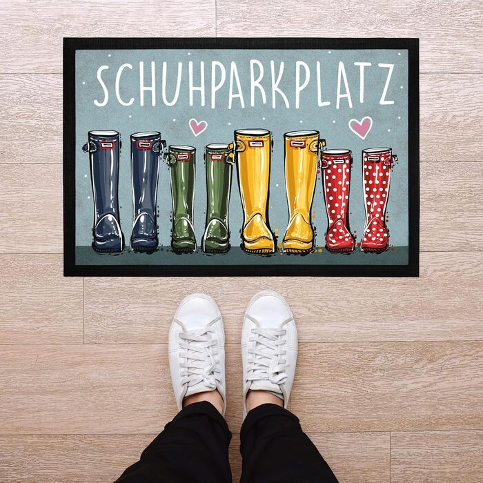 Килимок MoonWorks для паркування взуття, кумедні гумові чоботи, вітальний стіл для всієї родини, нековзний та миється, чорний, 60x40 см, паркування взуття, чорний