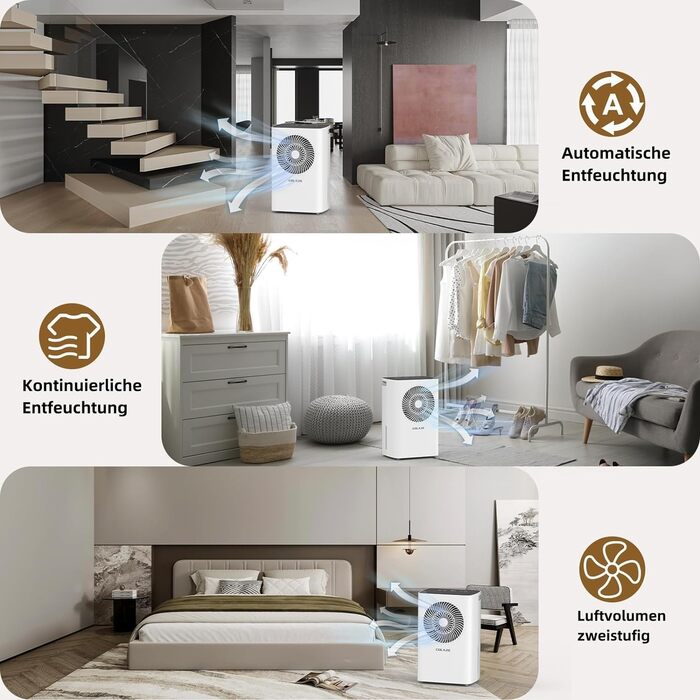 Осушувач повітря COLAZE 12 л за 24 години, компресорний тип осушення продуктивність автоматичний осушувач повітря для дому підвал