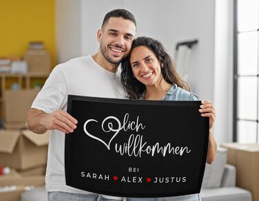 Персоналізований килимок для привітання до 120 см - Персоналізований килимок для привітання родини, тонкий гумовий килимок, подарунок на замовлення (60x40 см) 40 x 60 см (прямокутний)