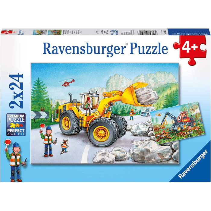 Дитячий пазл Ravensburger - 07802 екскаватор і лісовий трактор - пазл для дітей від 4 років, 2х24 деталі