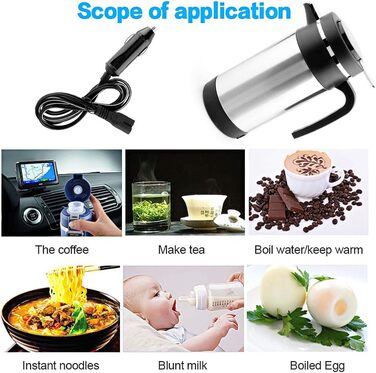 Автомобільний чайник, нержавіюча сталь 12В автомобільна чашка для підігріву кави чай термос чашка для підігріву води чайник для по