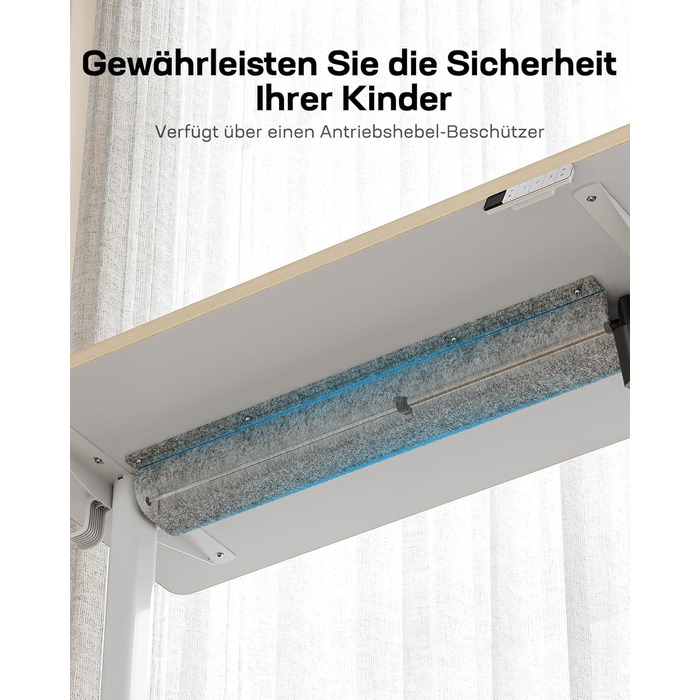 Дитячий електричний стіл HUANUO, регульований по висоті, 120 x 60 см, стіл з регульованою висотою, вся стільниця з 3 попередньо встановленими рівнями висоти, білий, 120 x 60 см