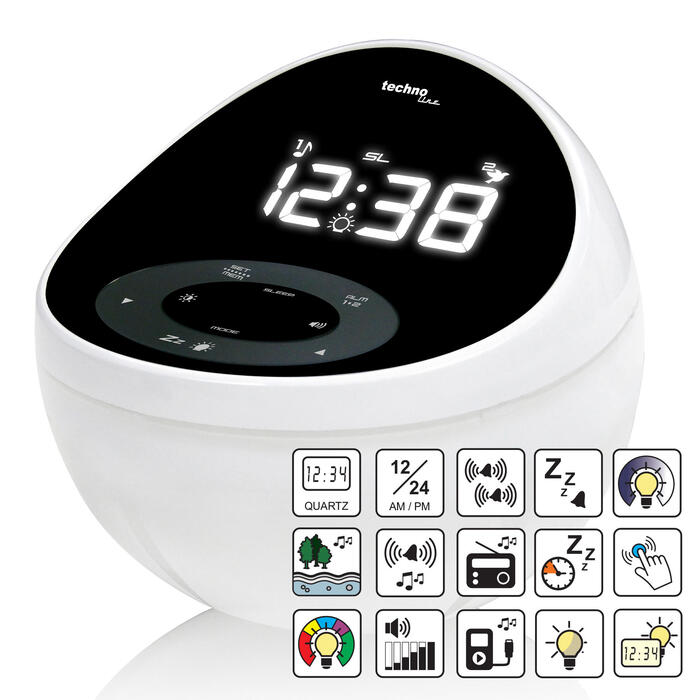Годинник настільний з радіо Technoline WT500 Black/White (WT500)