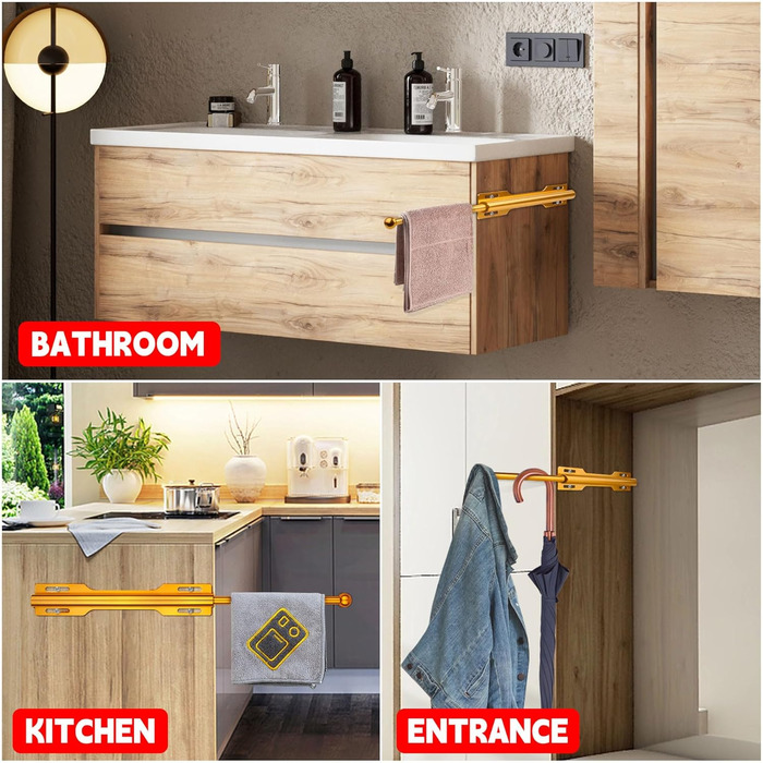 Штанга для висувної шафи, штанга для спальні, пральні, ванної кімнати, 1 упаковка, 8, помаранчевий колір