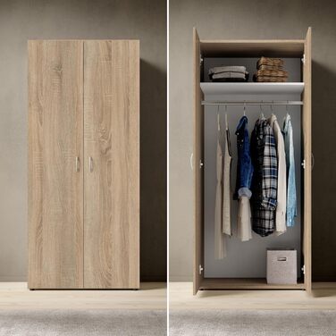 Вічна шафа у трьох різних розмірах - Універсальна шафа з орними дверима в обробці дуба Сонома - 80 x 177 x 52 см (Ш/В/Г) Дуб Сонома 80 x 177 x 52 см (без шухляд)