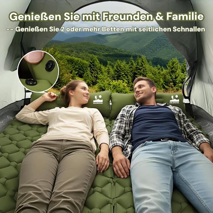 Надлегкий надувний килимок для кемпінгу 800 г R-значення 3.0 на 4 сезони, міцний водонепроникний надувний матрац для походів, трекінгу, використання на природі у військових цілях, зелений, одномісний