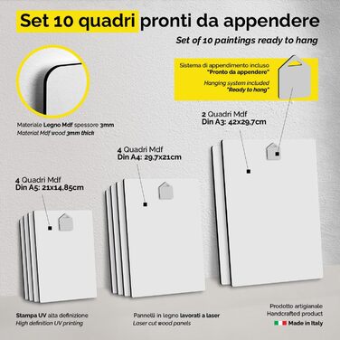 Набір з 10 багатошарових картин - Вінсент Ван Гог - Ван Гог 1 - Дерево МДФ - - 2 x 42x29,7см - 4 x 29,7x21см - 4 x 214,85см - - Го