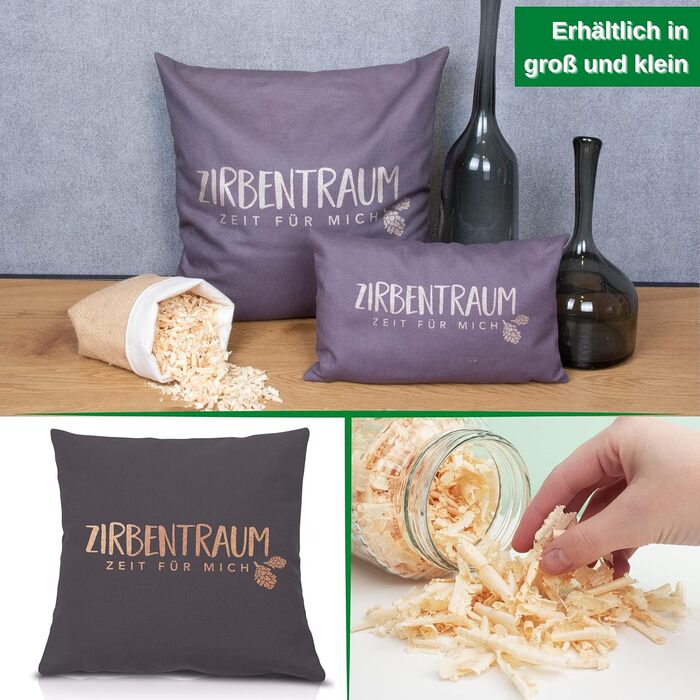 Подушка Herbalind зі швейцарської сосни &quotМрія швейцарської сосни&quot кольору антрацит/рожеве золото 40x40 см із блискавкою - Наповнена пластівцями швейцарської сосни, 100 бавовняна подушка без добавок, подушка для сну, ароматизована подушка 40 x 40 с