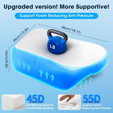 Ортопедична подушка для сну на боці з проймою, подушка для шиї з піни з ефектом пам&39яті, 3 пройми, ергономічна подушка для голови та плечей, підходить для тих, хто спить на боці, на животі, на спині та на ногах.