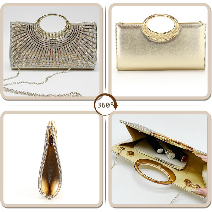 Вечірня сумка Pahajim для жінок, блискуча маленька сумка зі стразами, елегантна сумка-клатч через плече для весілля, вечірки, побачення, золота