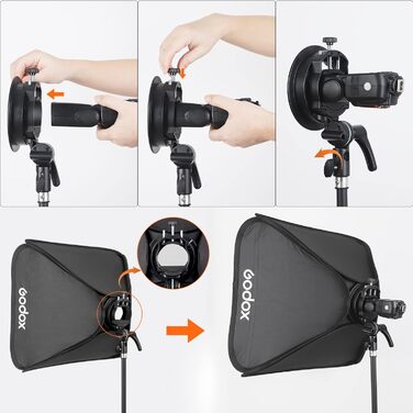 Смуговий софтбокс з кронштейном S2 Speedlite Кронштейн Bowens для серій Godox V1, AD200Pro, AD400Pro, V860II, TT350 Flash Speedlight 24''x24' Strip SoftboxS2, 661