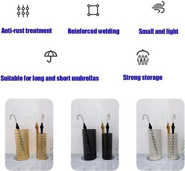 Підставка для парасольок TEmkin, підставка для парасольок Залізний будинок Готель Відро для парасольок з гачком Може зберігати 10 12 парасольок 20,5 * 49 см Feito NA China (20,5 * 49 см) 20,5 * 49 см