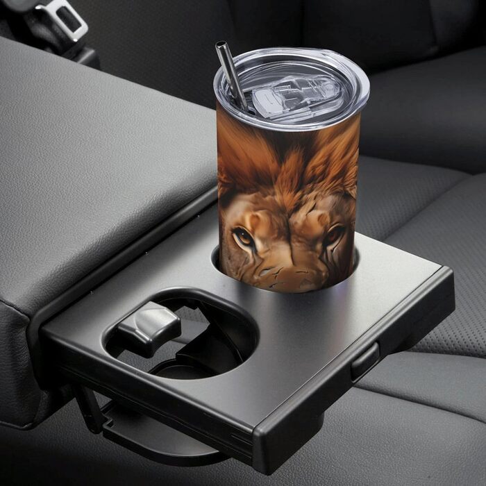 Кухоль з прямою трубочкою, дизайн The Lion&39s Gaze, 590 мл, дорожній кухоль, підходить для кемпінгу, офісу та дому