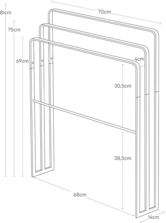 Вішалка для рушників Yamazaki 4979 Tower з трьома штангами, біла, сталь, мінімалістична, 70 x 14 x 81 см