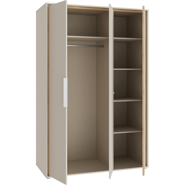 Гардероб Forte WEXLIN 120 130, сучасна шафа, 2 двері на петлях, дитяча та підліткова кімната, інженерна деревина, декор кашемірубежевогодуба маувелла, 126,3 см завширшки x 193,7 см заввишки x 60 см завглибшки