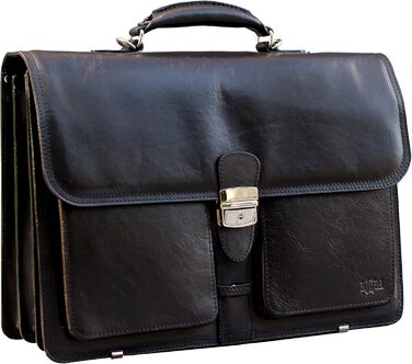 Портфель з натуральної шкіри, ділова сумка, сумка для ноутбука, сумка-месенджер (чорний)