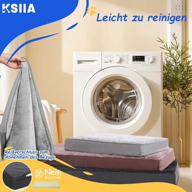 Ортопедичне ліжко для собак KSIIA для великих та середніх собак, подушка для собак, яку можна прати, пухнастий килимок для собак, матрац для собак зі знімним чохлом, темно-сірого кольору, 90x55x7 см (Д 90 x Ш 55 x В 7 см)