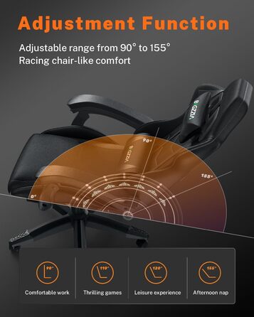 Ігрове крісло bigzzia з підставкою для ніг - Ергономічне ігрове крісло з поперековою подушкою підголівником, регульоване за висотою комп&39ютерне крісло для дорослих, дівчаток та хлопчиків (чорне) Чорний колір з підставкою для ніг