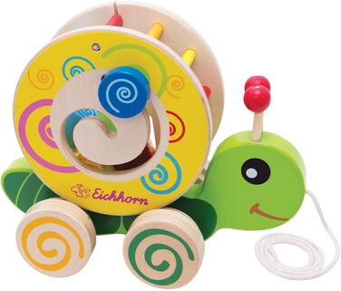 Звірятко Eichhorn 100002231, що тягнеться, з 4 різними вставними блоками, березова іграшка з рухом, для дітей від 1 року, розмір 1
