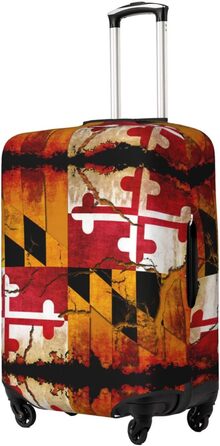 Чохол для валізи з дерева, прапор штату Меріленд, міцний захист для багажу, підходить для валіз розміром 45.7 - 81.3 см, малий, Чорний