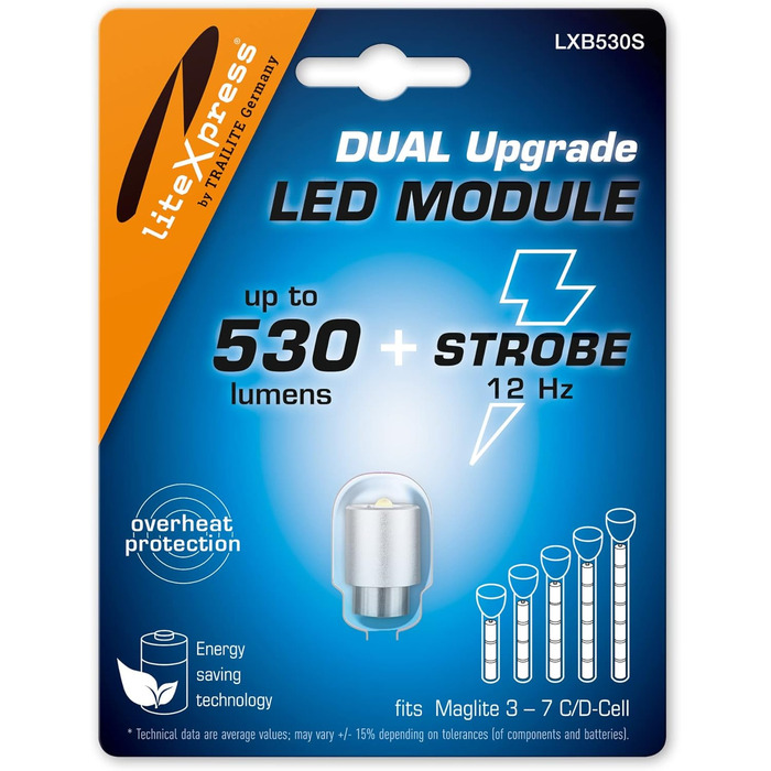 530S Dual Mode LED Upgrade Module 530 Lumens and Strobe Mode for 3-7 C/D-Cell Maglite Flashlights, 530S Dual Mode LED Upgrade Module 530 Lumens and Strobe Mode for 3-7 C/D-Cell Maglite Flashlights