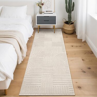 Довга доріжка для коридору, 80x300 см, яку можна прати, нековзка килимова доріжка, килимок для коридору, килимок для кухні, доріжка для входу, спальні, вітальні, коридору, бежевий, 80 x 300 см