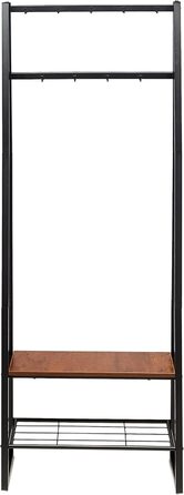 Шафа Storeo Basics з 9 гачками, лавкою для взуття та 2-рівневим місцем для зберігання, чорна, 65 см x 33 см x 170,1 см