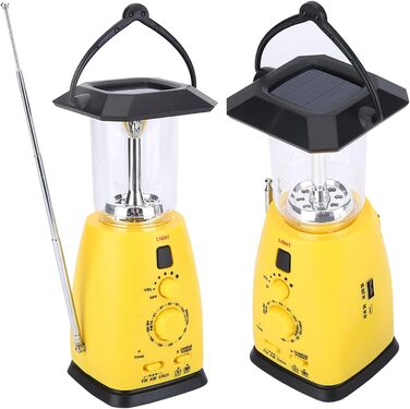 Сонячний кемпінговий ручний ліхтар, світлодіодний кемпінговий ліхтар з рукояткою, портативний аварійний ліхтарик з радіо та USB-кабелем, для відключення електроенергії, походів, риболовлі та аварійних вимикань