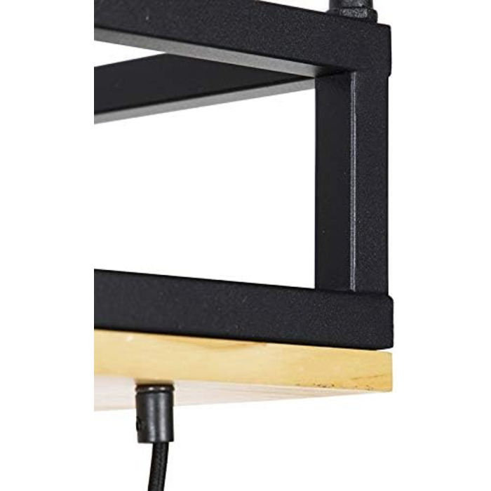 Промисловий I Вінтажний I Промисловий I Вінтажний I Підвісний світильник I Підвісний світильник чорного кольору з деревом, 5 ламп - Полиця I Вітальня I Спальня - Прямокутний I Довгастий - Сумісний зі світлодіодами