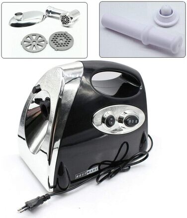 Електрична м'ясорубка 2800 Вт, мультипроцесор для набивання ковбас, 1,5 кг/хв, ковбасник з 3 шліфувальними пластинами і трубками д