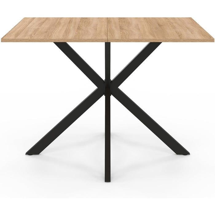 Прямокутний обідній стіл для 4-6 осіб на ніжках-павуках, дерево та чорний колір, 110 см