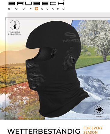 Унісекс-каркас BRUBECK Балаклава Функціональний Мериносова вовна Багатофункціональний шарф Шарф на шию Шарф на шию, розмір S, чорний