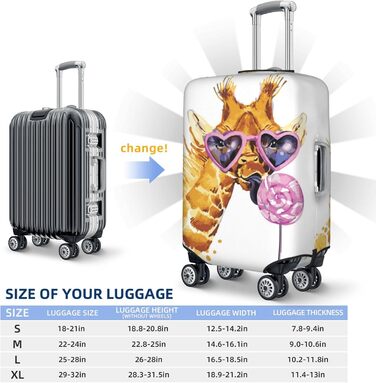 Чохол для валізи Giraffe, міцний захист для багажу розміром 45.7-81.3 см, XL, Чорний