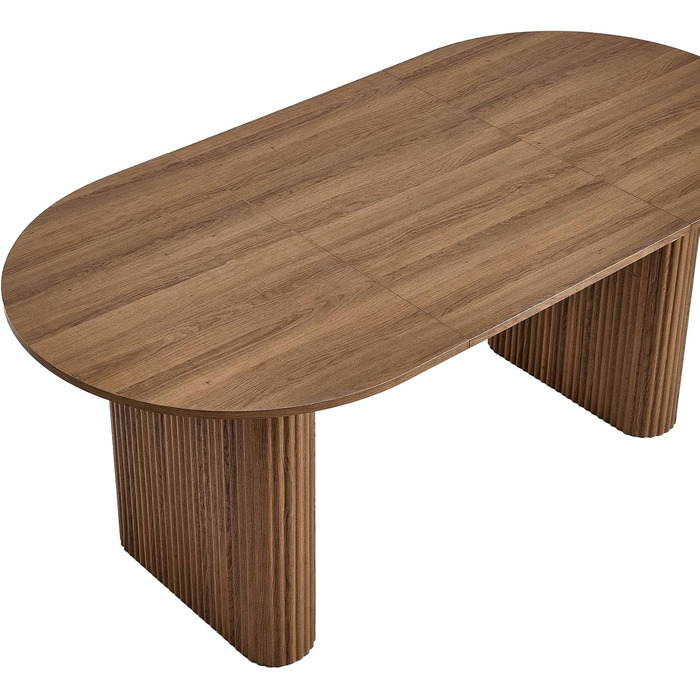 Овальний обідній стіл 180 см для 6-8 осіб сучасний фермерський стіл з поверхнею під дерево та стабільними еліптичними ніжками для кухні, їдальні, конференц-залу (темно-коричневий)
