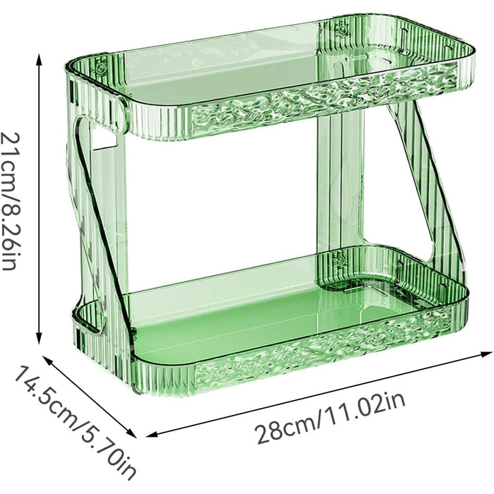 Рівнева полиця для косметики Moslalo, 2-рівневий органайзер для стільниці, косметика для догляду за шкірою, двошаровий прозорий органайзер для ванної кімнати, органайзер для макіяжу без свердління волосся, зелений, 2-