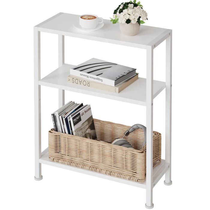 Приставний столик, маленький приставний столик, приставний столик до дивана для вузьких приміщень, вузький приставний столик, тумбочка, для вітальні, спальні, офісу, білий 1 білий