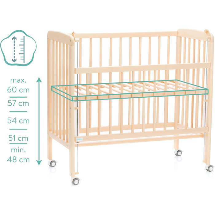 Ексклюзивне приліжкове ліжечко Fillikid Nino 3-в-1 Дитячі ліжечка з букового дерева Дитяче ліжко, додаткове ліжко з 5-рівневим регулюванням висоти Колиска від народження з великою спальною зоною