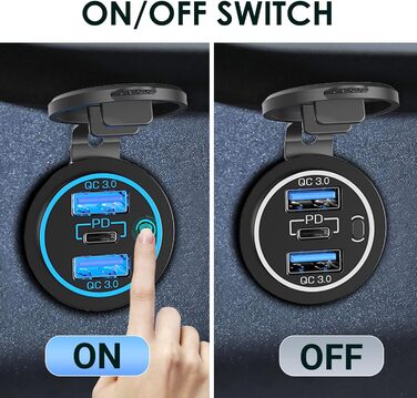 Вт) 12 В USB C розетка установка PD3.0 тип C USB розетка Водонепроникний 12 вольт автомобільна розетка прикурювач адаптер з 3 з'єд