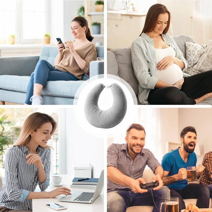 Ергономічна подушка, багатофункціональний підлокітник, чохол, який можна прати, U-подібна подушка для тазу, подушка для підтримки рук, подушка для читання, ігрова подушка та подушка для читання, в&39язана подушка для дивана та ліжка (сіра)