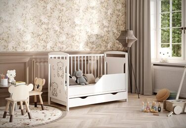 Дитяче ліжко універсальне Тед 60x120 см, включаючи шухляду та комплект для переобладнання