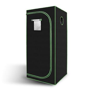 Тент для вирощування рослин Growzelt Герметичний вологостійкий бокс для гровінгу Міні-теплиця для домашнього вирощування 600D Oxford, 80x80x180 см, Чорно-зелений