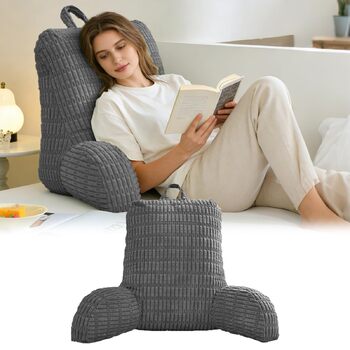 Подушка для читання для ліжка та дивана, диван для дорослих з подушкою для спинки, подушка сидіння з підлокітником, спинка підходить для перегляду телевізора, читання, гри в ігри на мобільному телефоні та гри в ліжку (сіра)
