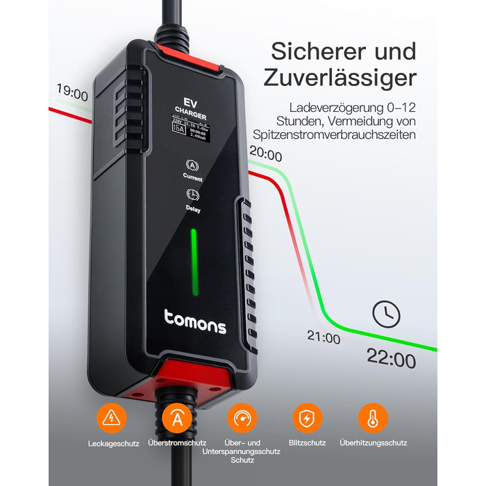 Тип 2 зарядний кабель Schuko 3,5 кВт, 16А, 6М зарядний кабель електромобіля, мобільний зарядний пристрій для електромобіля Wallbox