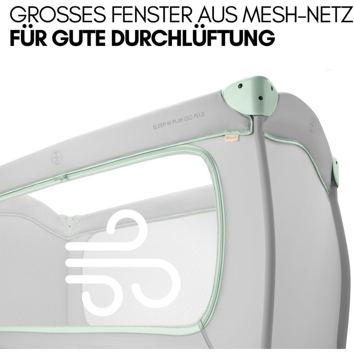 Комплект дитячого ліжечка Hauck Sleep N Play Go Plus XXL вкл. матрац, простирадло на резинці, сітку від комах та водонепроникну підкладку складне дитяче ліжечко кольору Dusty Mint