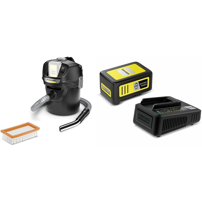 Акумуляторний пилосос для прибирання золи та сухого сміття Krcher AD 2 Akku 18 В ідеально підходить для чищення камінів та пелетни