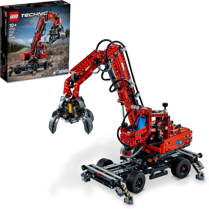 Конструктор LEGO Technic Material Handler Crane 42144 для дітей від 10 років, подарунок для тих, хто любить пневматичні моделі та