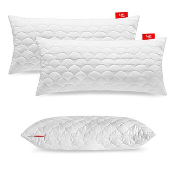 Комплект із 2 стьобаних преміум-подушок, 50x90 см, гіпоалергенний - проти кліщів - без запаху, готовий до використання - регульована жорсткість (комплект із 2 шт., 50x90 см)
