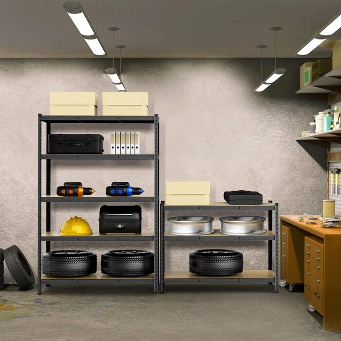 Стелаж Yaheetech для важких умов експлуатації, 180 x 120 x 60 см, 5 полиць, металева полиця, максимальне навантаження 875 кг, чорний, 180 x 120 x 60 см, чорний