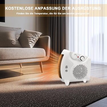 Портативний електричний обігрівач потужністю 2000 Вт з 2 режимами нагріву та функцією охолодження повітря, вертикальна та горизонтальна робота, тихий мідний двигун, захист від перегріву, невеликий обігрівач для офісу, ванної кімнати, спальні