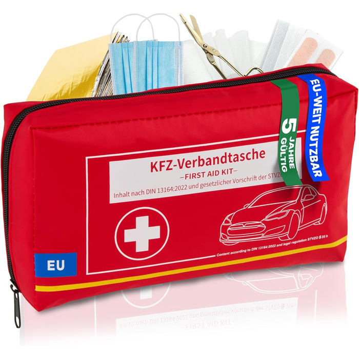Автомобільна аптечка Автомобільна аптечка до 2029 року відповідає вимогам ЄС згідно з DIN 131642022 Аптечка Аптечка першої допомог